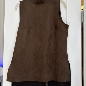 Vince Camuto Dark Brown Sleeveless Mock Neck Tunic